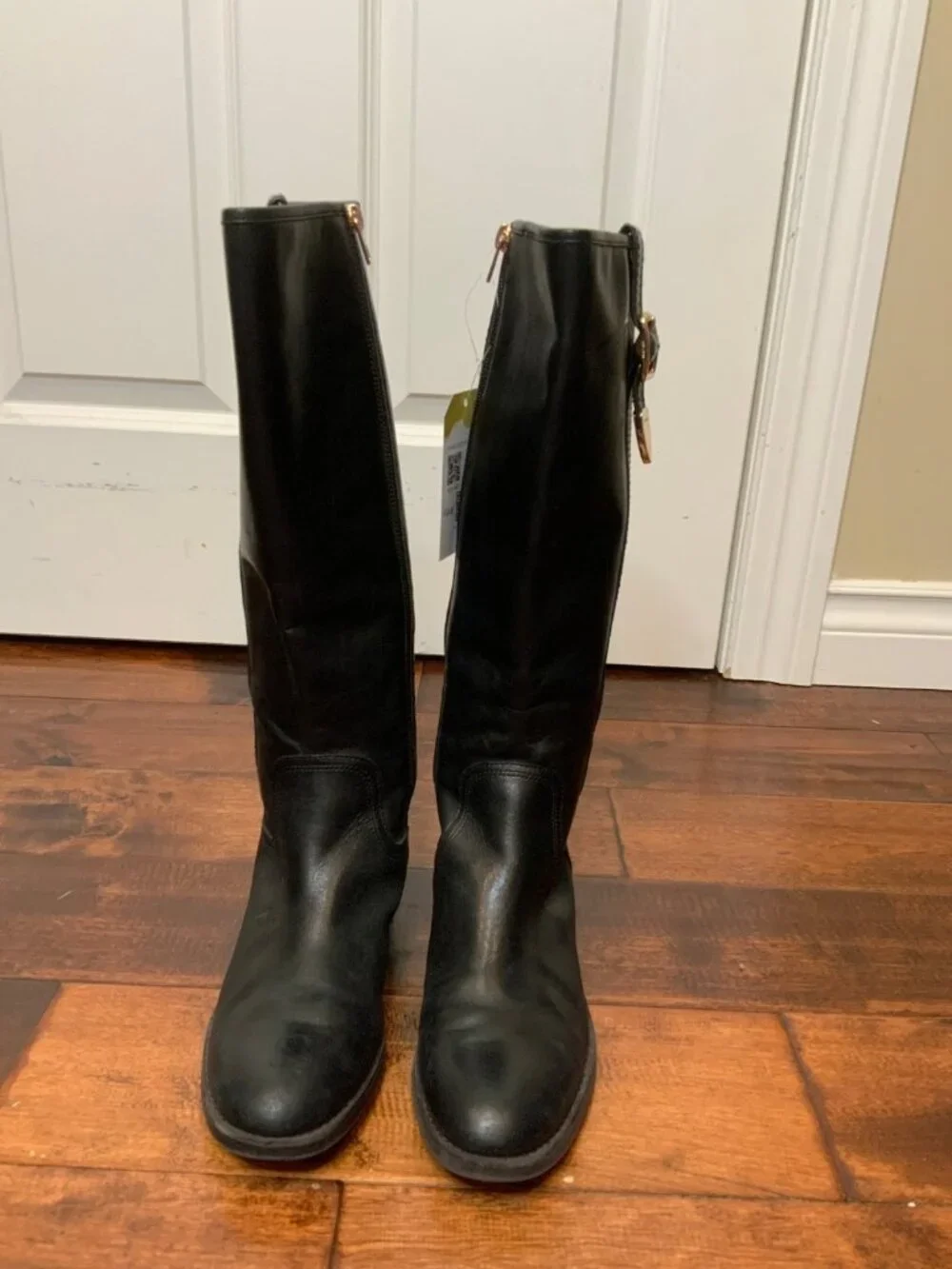 Coach Black Leather Easton Knee High Riding Boots, Size 7.5